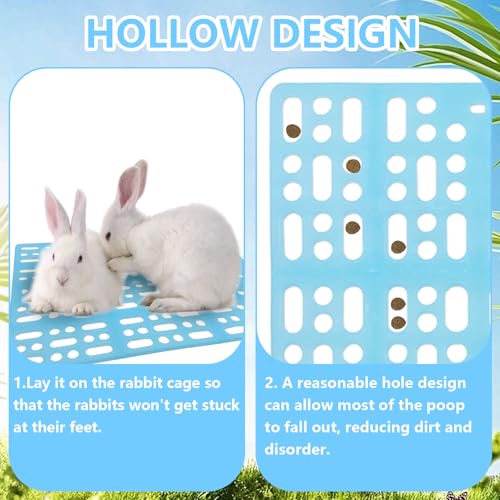 Hamiledyi 10Pieces Rabbit Feet Pad Hole Leak Water Design for Plastic Bunny Cage Mat Foot Resting Pad - color: 3 pink +4 white +3 blue