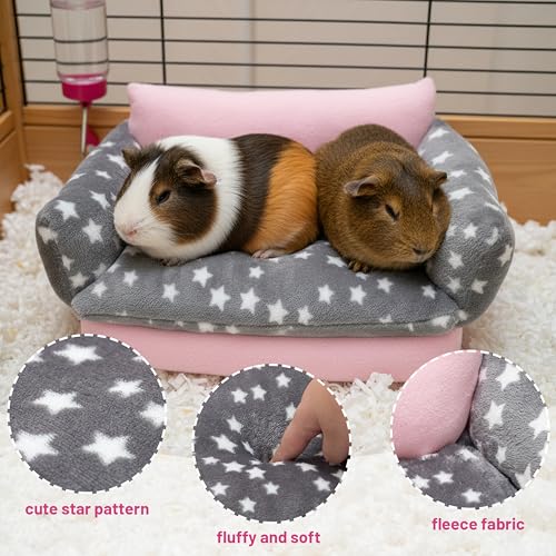 Guinea Pig Sofa Bed, Washable Soft Fleece Small Animal Sleeping Bed | Cute Star Pet Cage Bedding Accessories for Guinea Pig, Rabbit, Bunny, Chinchilla, Hedgehog