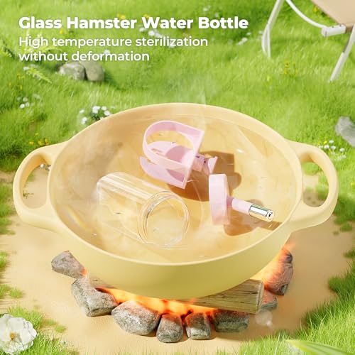 mini&moe Hamster Water Bottle No Drip – 4 oz Guinea Pig Water Bottle for Glass Tank with Adjustable Stand, Leak Proof Small Animal Water Dispenser for Cage for Gerbil Chinchilla Ferret Hedgehog
