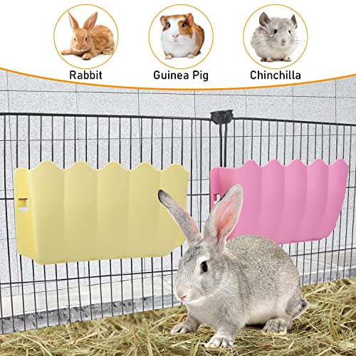 Litewoo Rabbit Hanging Hay Feeder Rack Guinea Pig Mess-Free Dispenser Hay Bowl Manger Rack Wall-Mounted for Small Pets Rat Chinchilla Ferret Squirrel Cage Accessories (Pink) - color: PINK