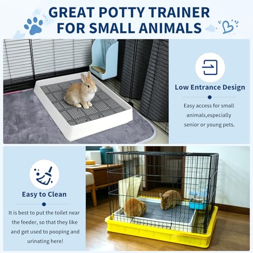 FHTONGE Extra Large Rabbit Litter Box, Low Entry Bunny Potty Trainer Tray | Small Animal Training Litter Pan, Rectangular Pet Toilet with Grid for Rodent Guinea Pig Ferret Squirrel Opossum Sugar Glider - color: Only 0.4" PP Grids, size: 22x18x3"(58x46x9cm