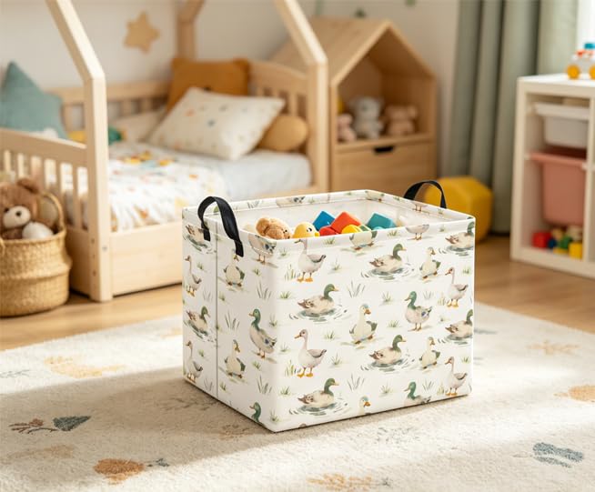 Rectangular Baby Kids Storage Basket for Home Kitchen Girls Cute Toy Storage Bin Organizer Shelf Book Room Decor(Duck) - color: Duck