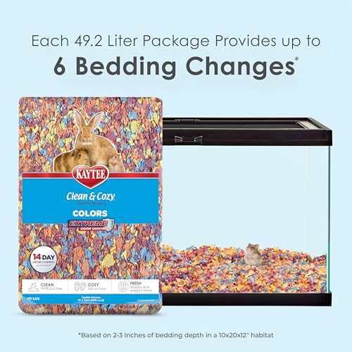 Kaytee Clean & Cozy Colors, Small Animal Bedding with Extreme Odor Control, Kaleidoscope, 49.2 Liters - color: Kaleidoscope, size: 49.2 Liter
