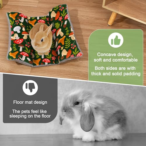 18"x15" Soft Plush Rabbit Bed Washable Cuddle Mat for Small Pets | Reversible Bunny Napping Cushion With Thicker Padding and Floral Designs for Comfortable Rest in Cages - size: Large