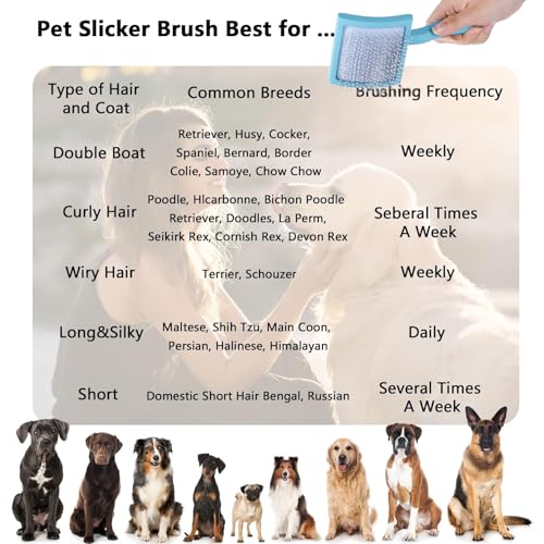 Pink Slicker Brush for Long Haired Dog Wooden Handle Coated Pins | Gently Grooming Slicker Brush, Ergonomic Wooden Handle, Long-Haired Dogs, Long Pins for Grooming Goldendoodles Poodles - color: Pink