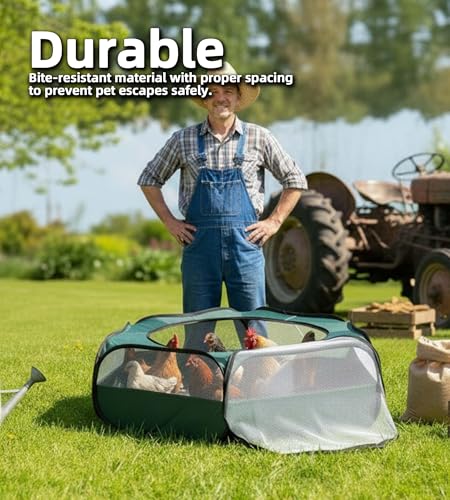 Small Animal Playpen with Mesh Cover & Waterproof Bottom Cat Tent Chicken Brooder Rabbit Guinea Pig Cage Playpen for Small Animals Indoor Outdoor Use - color: Deep Green