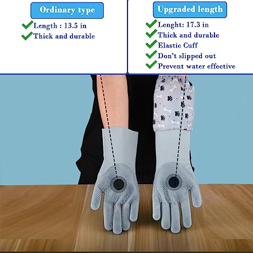 Pet Grooming Gloves Pet Hair Remover Cat, Dog Washing Gloves Silicone Heat Resistant Cleaning Gloves with High-Density Teeth Grooming Gloves for Dogs, Cats, Horses, Rabbits (1 Pair - Gray) - color: 1 Pair - Gray