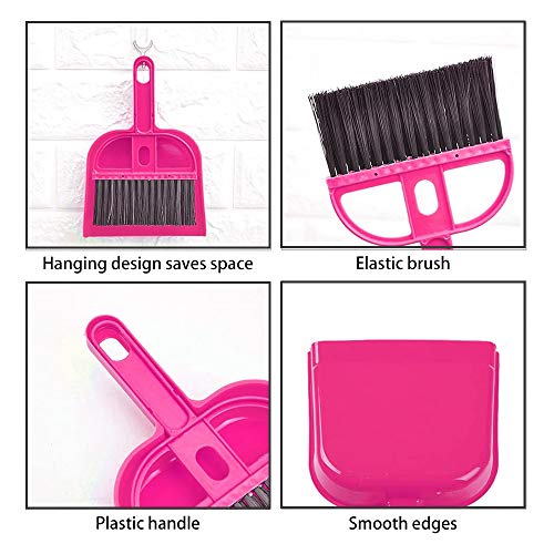 WishLotus Mini Dustpan and Brush Set, Portable Exquisite Pet Waste Cleaning Kit, Hamster Sand Scooper Cage Cleaning Tool for Small Pets Guinea Pigs Hedgehogs Hamsters Chinchillas Rabbits (Pink) - color: Pink