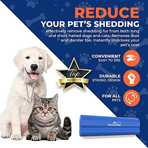 EquiGroomer 5-Inch Undercoat Deshedding Brush for Dogs & Cats, Blue | Best for dogs up to 100 lbs and cats of any size, short or long hair, stainless blade, no cutting or pulling - color: Blue, size: 5 Inch