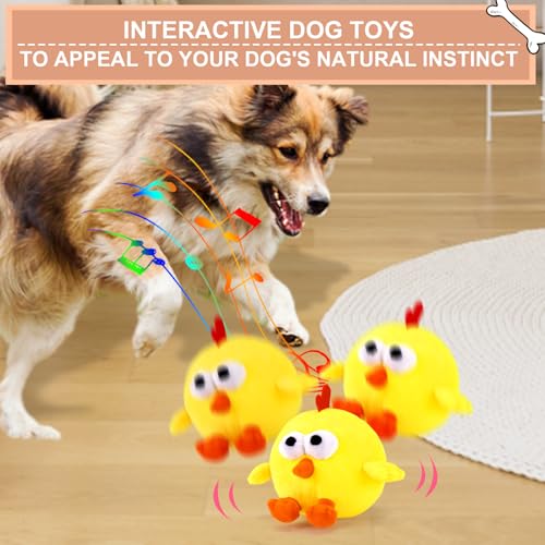 BABORUI Interactive Dog Toys, Crazy Jumping Chicken Dog Toy with Recording and Music Modes, Rechargeable Moving Squeaky Dog Toys for Small/Medium/Large Dogs to Keep Them Busy - color: Chicken
