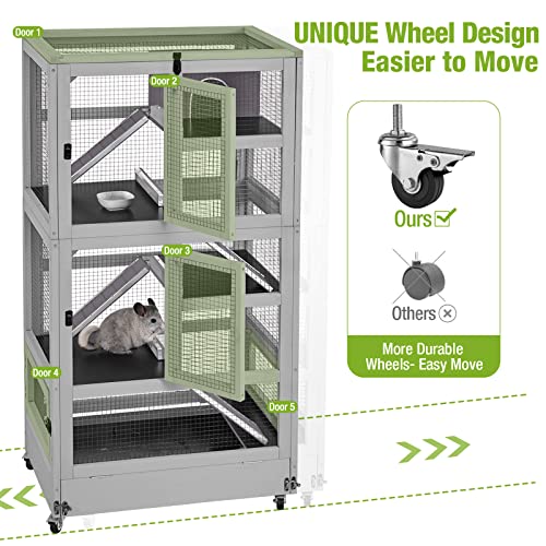 GUTINNEEN Ferret Cage Rat Cage 5 Levels Small Animal Cage for Chinchilla, Hedgehogs, Squirrel, Chameleon, Lizard, Gerbils Anti-Chewing - size: 27.6"L x 20.0"W x 55.2"H