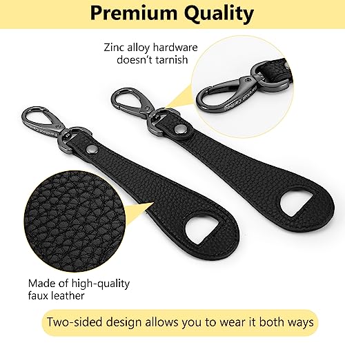 Hat Clip for Travel, Cap Holder Strap for Bags | Faux leather tab, zinc alloy clasp, fits baseball snapback and ponytail caps, mouse ear holder, hands free travel - color: Black
