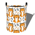 Cheerful Tiger with Leaf Laundry Basket with Handles, 19.7"x15.7" Clothes Foldable Cute Tigers Cartoon Animal Laundry Hamper Organizer for Dorm Nursery Bedroom Bathroom Decor, Toy Storage Bin for Kids - style: Tiger20