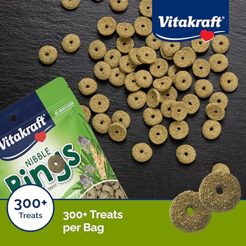 Vitakraft Nibble Rings Small Animal Treat, 10.6 oz Healthy Crunchy Snack for Rabbits, Guinea Pigs, Hamsters & Other Small Pets, Wholesome Wheat & Alfalfa, Added Vitamins & No Artificial Flavors - size: 0.04 Ounce (Pack of 300)
