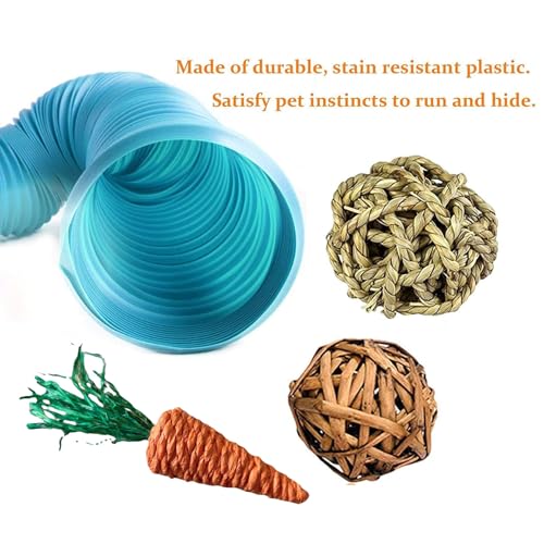 Collapsible Pet Tunnel 2 PCS Hamster Fun Tunnels | Plastic Foldable Hideaway, Exercising Training Tube Toys for Dwarf Hamster, Gerbil, Mouse, Rat and Ferrets - color: Blue