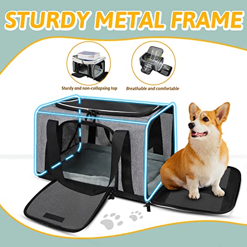 Pet Carrier 18x11x11 Delta American United Airline Approved, Pet Travel Carrier Bag for Small Cats and Dogs, Cat Soft Sided Carrier with Safety Lock Zippers, 5-Sided Breathable Mesh(Grey) - color: Grey, size: 18.0"L x 11.0"W x 11.0"H