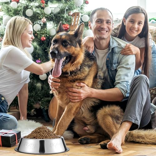 8 Pack Stainless Steel Dog Bowls Metal with Rubber Base Non-Slip Pets Puppy Cats Feeding Food and Water Bowls Dishwasher-Safe for Indoor Small Medium Large Dogs Cats Kitten Rabbit(47.3 oz) - size: 47.3 oz
