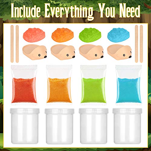 Crystal Growing Kit - 4 Vibrant Hedgehogs Fast 24H, STEM Gift for Kids 6-12 | Grow 4 vibrant hedgehogs in 24H. STEM science kit for ages 6-12. Educational DIY toy, great birthday gift for boys & girls. - color: 4 Hedgehog Crystal