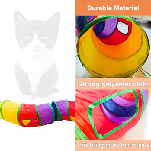 Cat Tunnel, Cat Tunnels for Indoor Cats, S-Shape Foldable Cats Cave | Interactive Toy Pet Tube with Interactive Peephole Crinkle Sounds for Rabbits, Kittens, Ferrets, Puppy Playing & Exploring - color: S - 2 Way Yellow Green