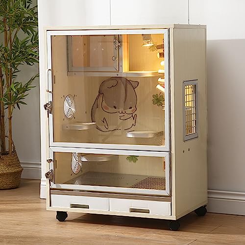 Heavy-Duty Steel Wire Large Chinchilla Cage, 24-Inch Transparent Guinea Pig & Rat Habitat with Removable Tray & Accessory - color: C1-Ordinary ice nest