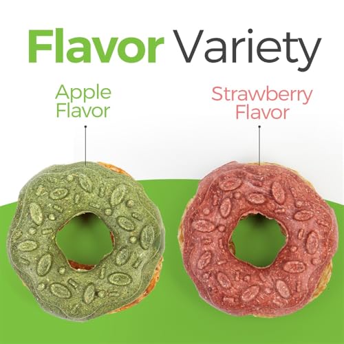 TEEWY Donut Guinea Pig Toys, Natural Vegetables, Fruits and Timothy, Hamster Chew Toys for Teeth, Gerbil Toys, Small Animal Chew Toys for Guinea Pig, Hamster, Chinchilla and Rat, 2PCS - style: 2PCS-Donut