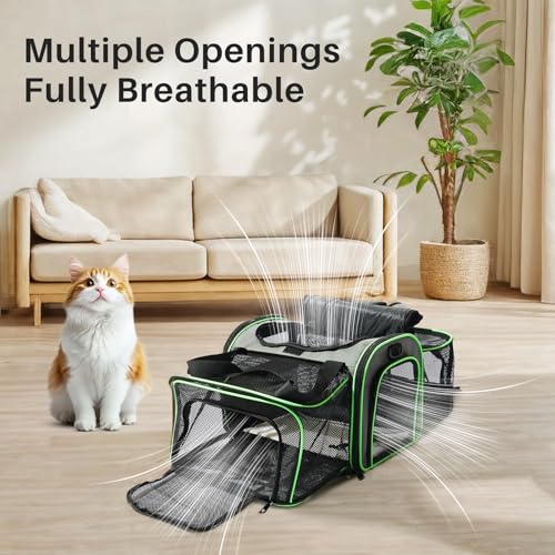 Gardner Pet Expandable Cat Carrier Airline Approved (18x12x12 in), 2-Side Square Extension Pet Travel Carrier for Medium Cats up to 15 lbs, Mesh Soft-Sided Cat Carrier Bag - size: 18.1"L x 11.8"W x 11.8"H