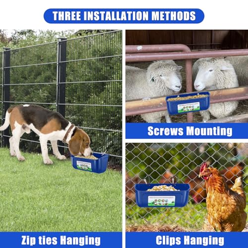 Chicken Feeder Waterer, 10 Pack Duck Feeder Supplies, Hanging Fence Feed Trough with Clips for Goat, Sheeple, Piglet, Gooses, Turkeys, Dog Livestock Poultry, Blue - color: 10 pack Blue