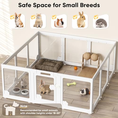 24" Acrylic Dog Playpen for Small Dogs, Clear Puppy Play Pen 12 Panels | 360° Visibility, Modern Look, Easy Wipe-Clean Surface, Scratch-Resistant Panels, Tool-Free Assembly, Smooth Rounded Edges - color: White- 12 Panels