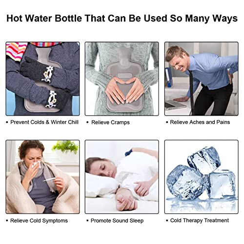 HomeTop Premium Classic Rubber Hot Water Bottle with Cute Bear Cover | Natural rubber hot water bottle,Long-lasting heat retention,Snuggly all-night warmth - color: Light Purple