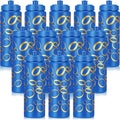 12 Pack Blue with Gold Ring Themed Party Favors 20 oz Reusable Plastic Water Bottles with Pull-top Lids, Cartoon Theme Water Bottles for Birthday Baby Shower Game Party decorations - style: Gold Rings