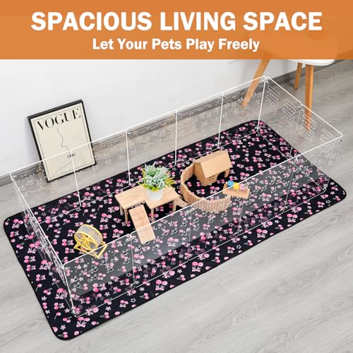 Guinea Pig Cage,Acrylic,60" Lx24 Wx14 H,with Waterproof Mat,Heighten,Also for Rabbits, Button Quails, Hedgehogs, Ferrets and Other Small Animals. - size: 60.0"L x 24.0"W x 14.0"H
