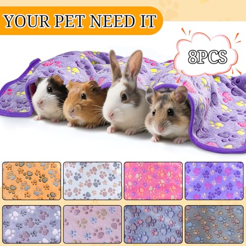 8 Pcs Washable Guinea Pig Bedding Absorbent Small Animal Cage Liners Reusable Guinea Pig Fleece Blankets Waterproof Pet Pee Pad Sleep Mat Pad Cover for Rabbit Ferret Chinchilla Hamster - color: 8PCS 24 x 16 Inch