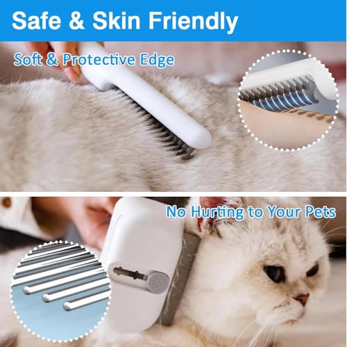 3-1 Dog Hair Grooming Tools for Deshedding, Dematting with Flea Comb | Compact Design, Suitable for Short & Thick Hair, Round Teeth, Sturdy Material, for Cats & Dogs, hassle-free