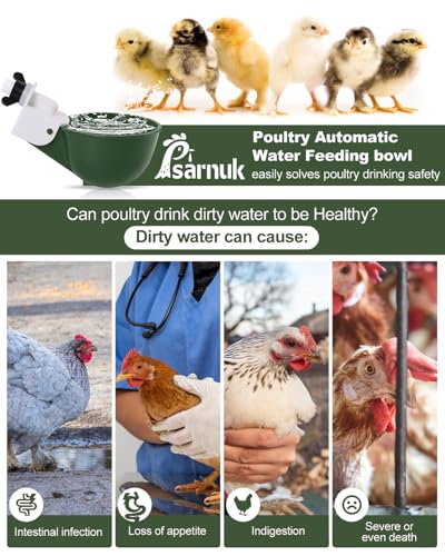 Chicken Waterer Cups (16 Pack) with 3/8" Drill Bit - Green | Automatic Poultry Drinker Feeder Kit for Chickens, Ducks, Turkeys, Quail, Bunnies | DIY Gravity Fed Bucket Water Dispenser - color: Green, size: 16 Pack + Drill bit