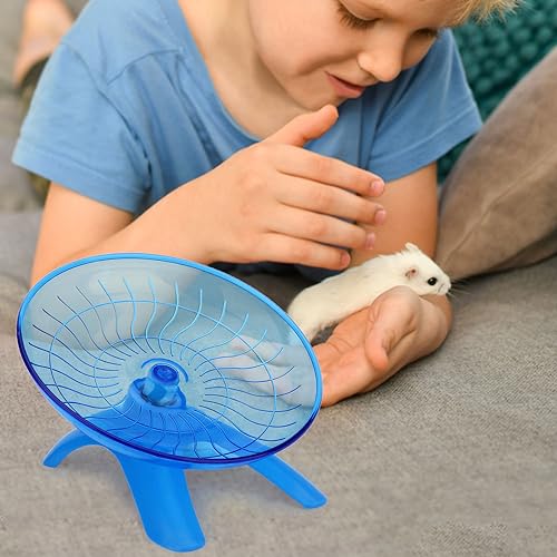 Hamster Wheel Flying Saucer Silent Exercise Wheel Running Wheel for Hamsters, Gerbils, Mice and Other Small Pets, Silent Hamster Running Wheel(Blue) | Non-slip surface, smooth & quiet spinning, durable plastic, encourages healthy exercise, for dwarf hamst