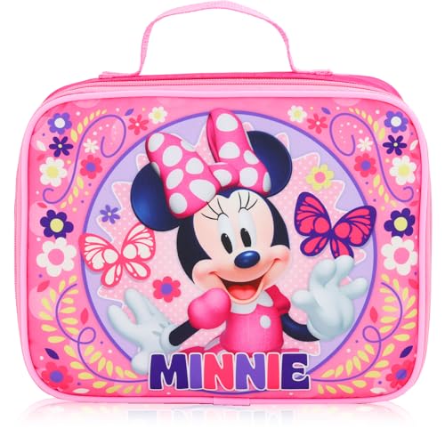Minnie Mouse Lunchbox for Girls Kids Bundle w/Insulated Lunch Bag + More | Soft Minnie Lunch Box Plus Water Bottle, Stickers, More - Minnie Mouse School Supplies