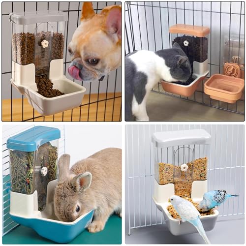 Hanging Automatic Food Dispenser, 27oz Large Capacity Hanging Pet Cage Feeder for Rabbit Bird Chinchilla Hedgehog Guinea Pig Ferret Kitty Puppy (Orange) - color: Orange