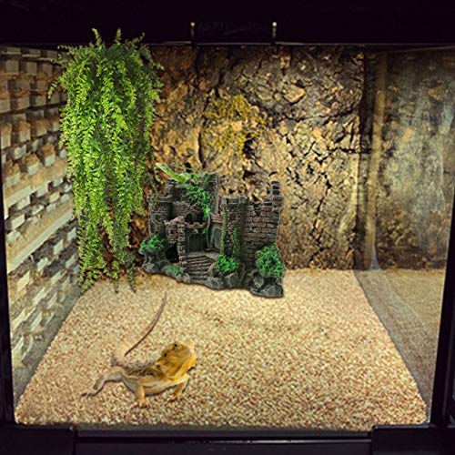 PINVNBY Reptile Resin Castle Decoration,Bearded Dragon Habitat Accessories Crested Gecko Hideouts Cave Reptiles Vines Flexible Jungle Climbing Vines Decor for Chameleon Snake Gecko Lizard(4 Pcs)