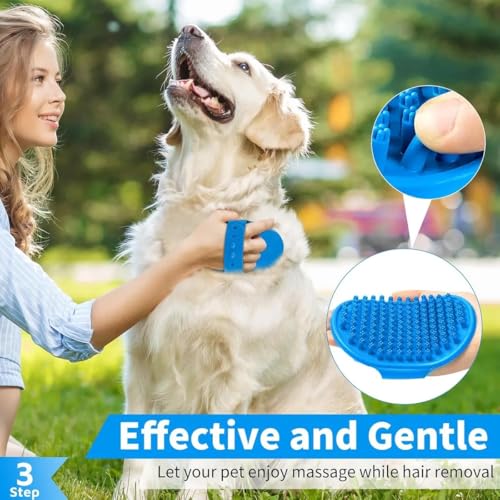 Silicone Pet Grooming Brush for Dogs & Cats – Soft Bath Brush, Gentle Deshedding & Massage Tool, Adjustable Hand Strap, Use Wet or Dry for Short & Long Hair Pets (Blue) - color: Blue