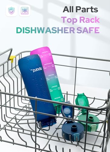 Opard Zip 20oz Plastic Water Bottle Dishwasher Safe, Leakproof Flip-Top Lid, BPA Free Tritan, Wide Mouth Reusable Kids Water Bottle for School Hiking Commuting Outdoor Travel and Gym - color: Bubblegum Cyan Pink, style: 20 oz - Fast Flow