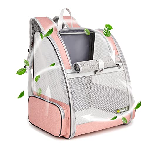 Texsens Innovative Traveler Bubble Backpack Pet Carriers for Cats and Dogs - color: Mesh Pink