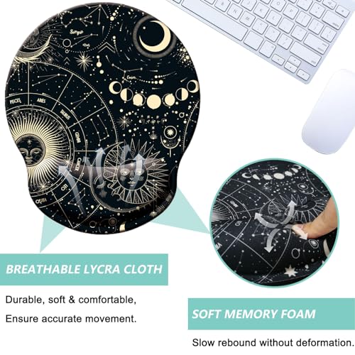 Mouse Pad with Wrist Support, Ergonomic Mouse Pad with Memory Foam Wrist Rest Cushion, Non-Slip Rubber Base Gaming Mice Pad for Home Office Computer Laptop, Moon Phase - color: Q-moon phase