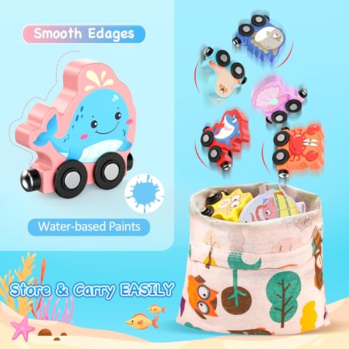 Zeoddler Toys for Toddlers, 11 Magnetic Wooden Sea Animals Train Set, Montessori Toys for Toddlers, Educational Activities for Kids, Birthday Gifts for Boys, Girls - style: Sea Animal