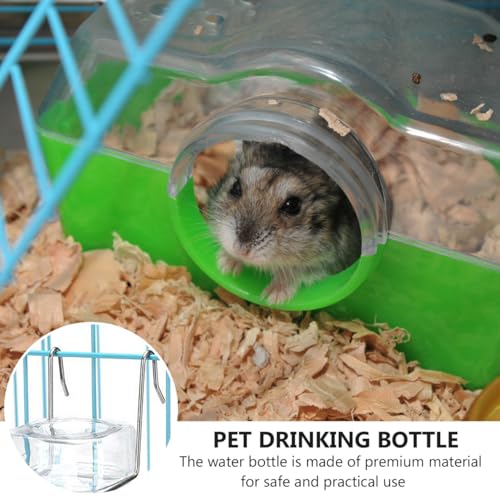 FENICAL No Drip Small Animal Water Bottle, 2pcs Pet Cage Drinking Dispenser Hanging Water Feeder with Spring and Hook, Resuable Leakproof Drink Container for Guinea Pig Hamster Rabbit, 180ml - size: 22.00X5.00X5.00CM