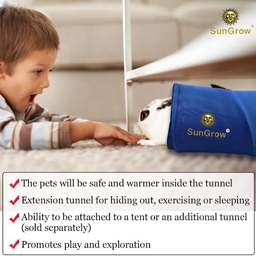 SunGrow Cat & Bunny Tunnel for Indoors, Connect Cat Tree, Hideaway Toys & Accessories Encourage Exercise for Dwarf Rabbits, Ferrets, Kitty, Guinea Pig,