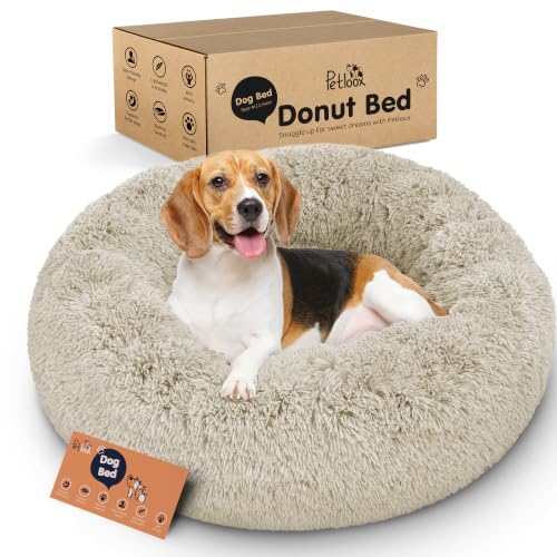 Donut Dog Bed - Premium Comfort for Anxiety Relief - Fluffy & Calming Design with Ultra-Plush Support | Cozy Round Dog Bed with Super Soft Circle Style (Cream, Medium) - color: Cream, size: Medium (30"L x 30"W x 9"Th)