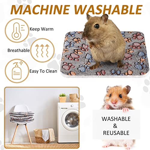 4 Pack Ultra Soft Dog Cat Bed Mat Small Animal Guinea Pig Bed with Cute Print Reversible Fleece Dog Crate Kennel Pad Cozy Washable Thickened Hamster Pet Beds Mat(13 x 10 Inches,Gray) - color: Gray, size: 13 x 10 Inches