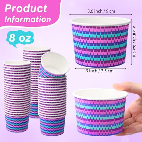 Jingmore 100 Pcs Ice Cream Paper Cups Bulk 8 oz Disposable Dessert Bowls for Hot or Cold Food Snack Treats Gift for Birthday Summer Party Favor Decoration(Video Game) - style: Video Game