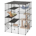 VEVOR Cat Cage 4-Tier 40.98"x40.98"x55" DIY Cat Playpen Indoor Enclosure, Detachable Metal Wire Kennel Crate with 4 Doors, Large Exercise Place Ideal for 2-3 Cats, Kittens and Small Animals, Black - size: 41.0"L x 41.0"W x 55.0"H