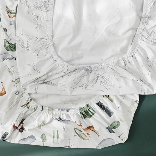 Pobi Baby Pack N Play Sheets for Boys, 2-Pack, Cotton Blend (Explore) | Playard Sheet, 2-Pack, Graco 38x26, Cotton, Mini Crib Sheet, Soft, Snug, Safe, Pack n Play, Playpen, Travel, Machine Wash - color: Explore